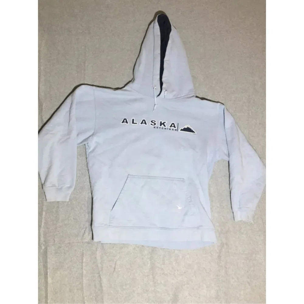 Womens Kenpo Hoodie Size Medium Ketchikan Alaska Baby Blue Tourist Casual
